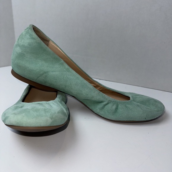 J Crew Anya Women's Mint Green Suede Slip On Ballet Flats Size 8 - Picture 1 of 7